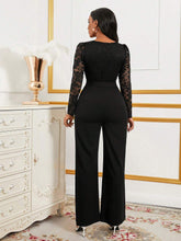 Women's Commuter Casual Lace Patchwork Long Sleeve Jumpsuit